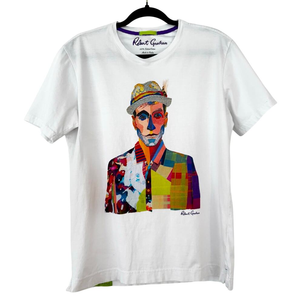 Robert Graham The Renaissance Man Graphic T-Shirt Cotton White Multi Men's S